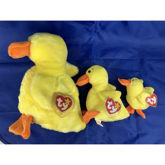 Ty Beanie Babies Bundle (3pcs) Quackers In 3 Sizes Buddy Baby And Teenie Beanie - Picture 2 of 16